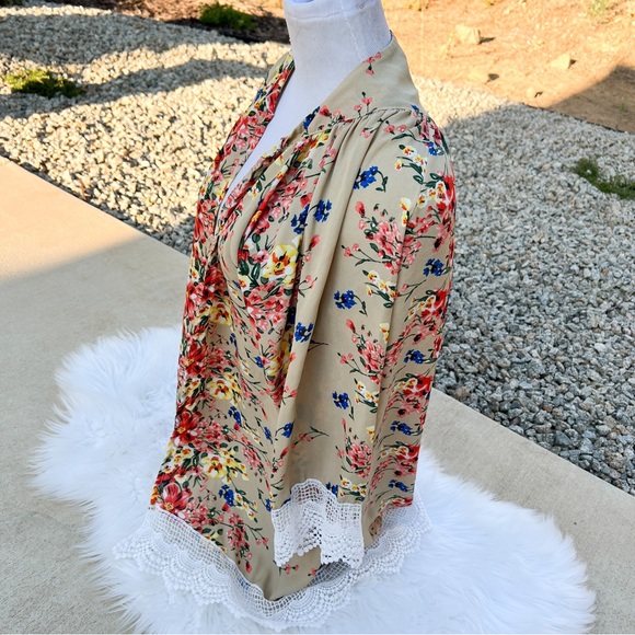 Floral Cardigan Blouse Top Medium - Picture 2 of 4